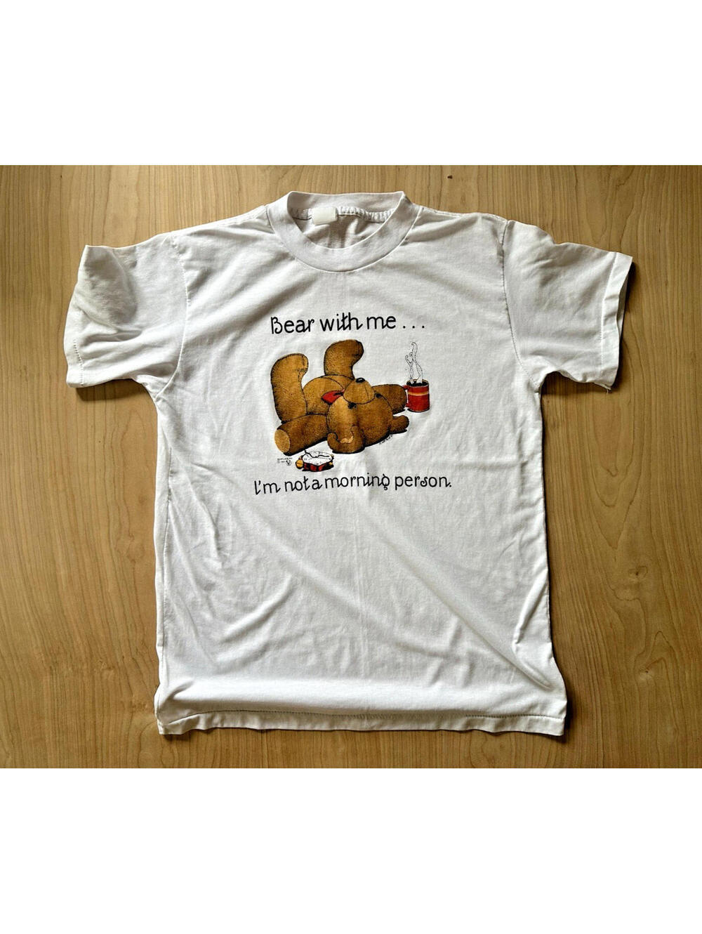 Vintage Bear With Me I’m Not A Morning Person T-Shirt Adult XL White 1990